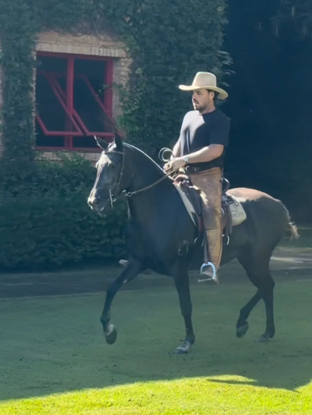 Marquinho Vilela montado em cavalo Mangalarga